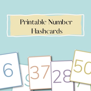 Printable number flashcards 1-50 l Color numbers l Homeschool and preschool learning l montessori l minimalist flashcards