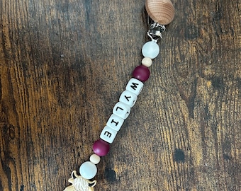 Highland Cow Personalized Pacifier Clip | Food Grade Silicone Beads
