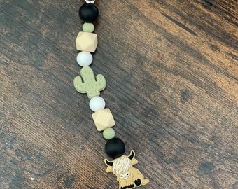 Highland Cow Silicone Pacifier Clip | Cactus Baby Shower Gift