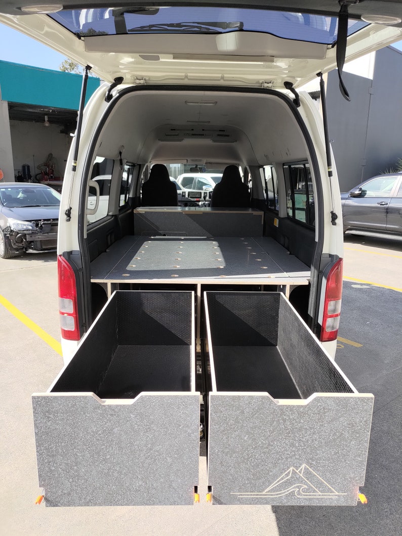 Toyota Hiace Fitout Van Bed With 2 Drawers Campervan Conversion Sleeping Platform for Camping