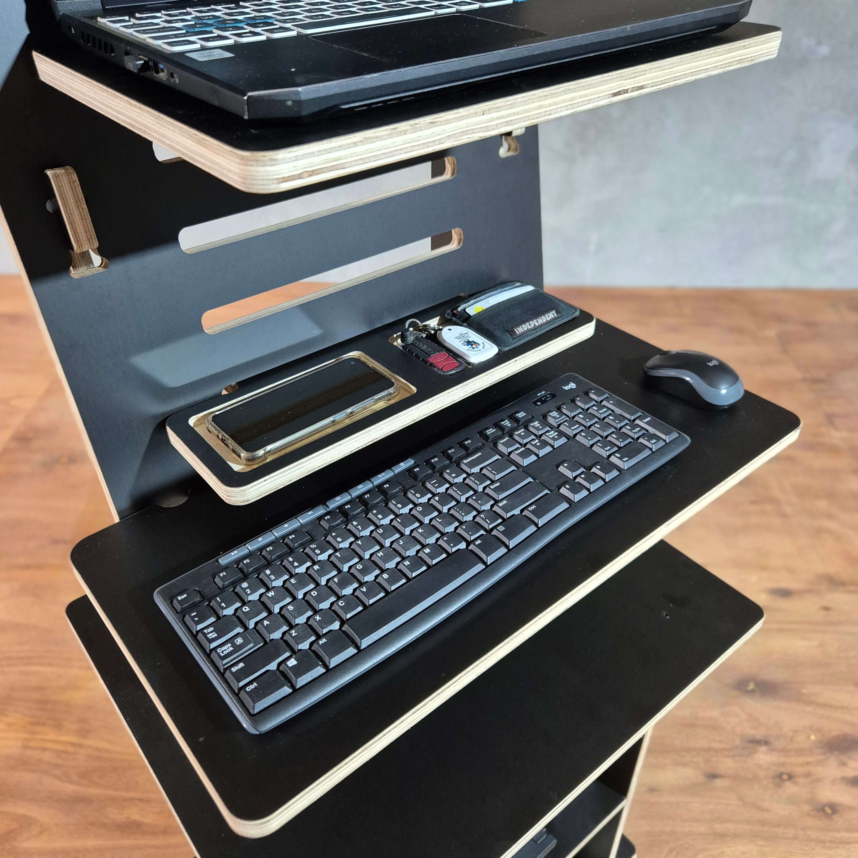 DIY CNC File Mobile Laptop Rolling Station Plans, Stand-up Desk, Tool ...
