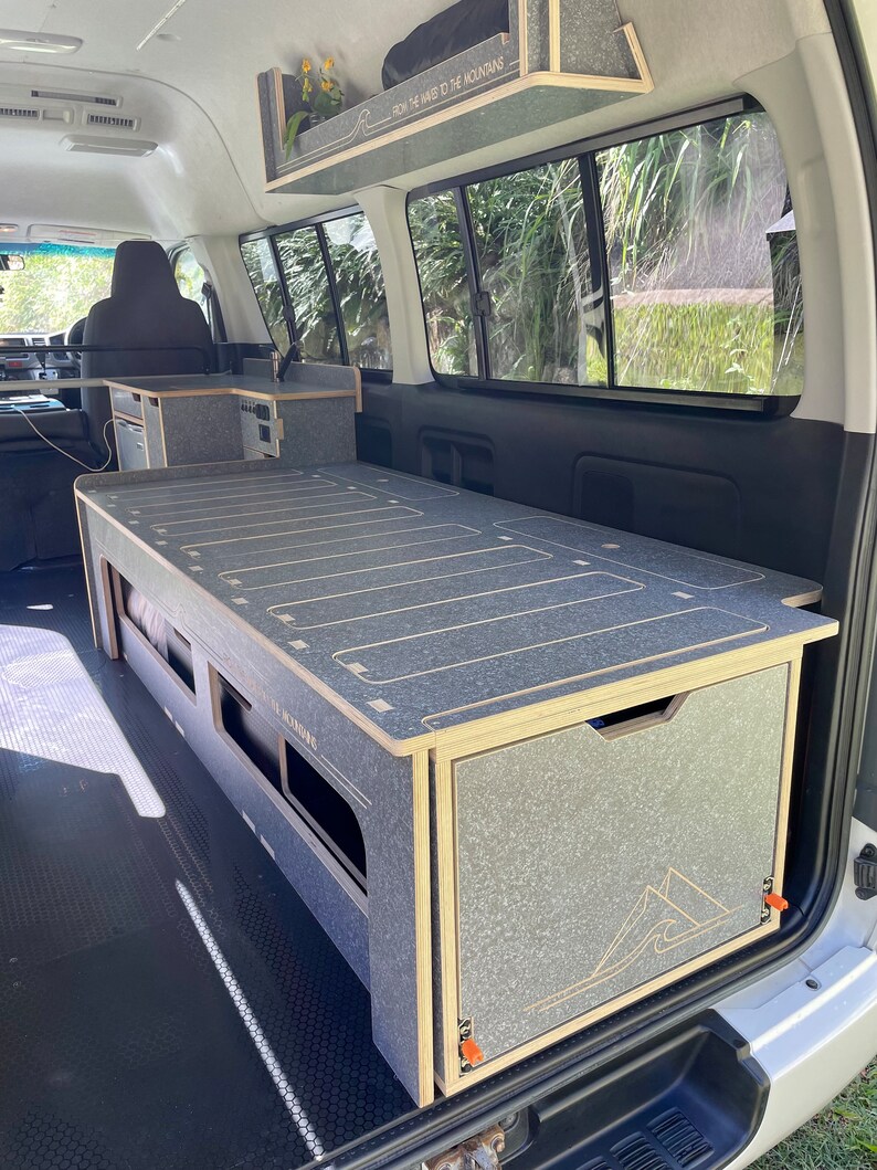Toyota Hiace Fitout Van Bed With 1 Drawer Campervan Conversion Sleeping Platform for Camping