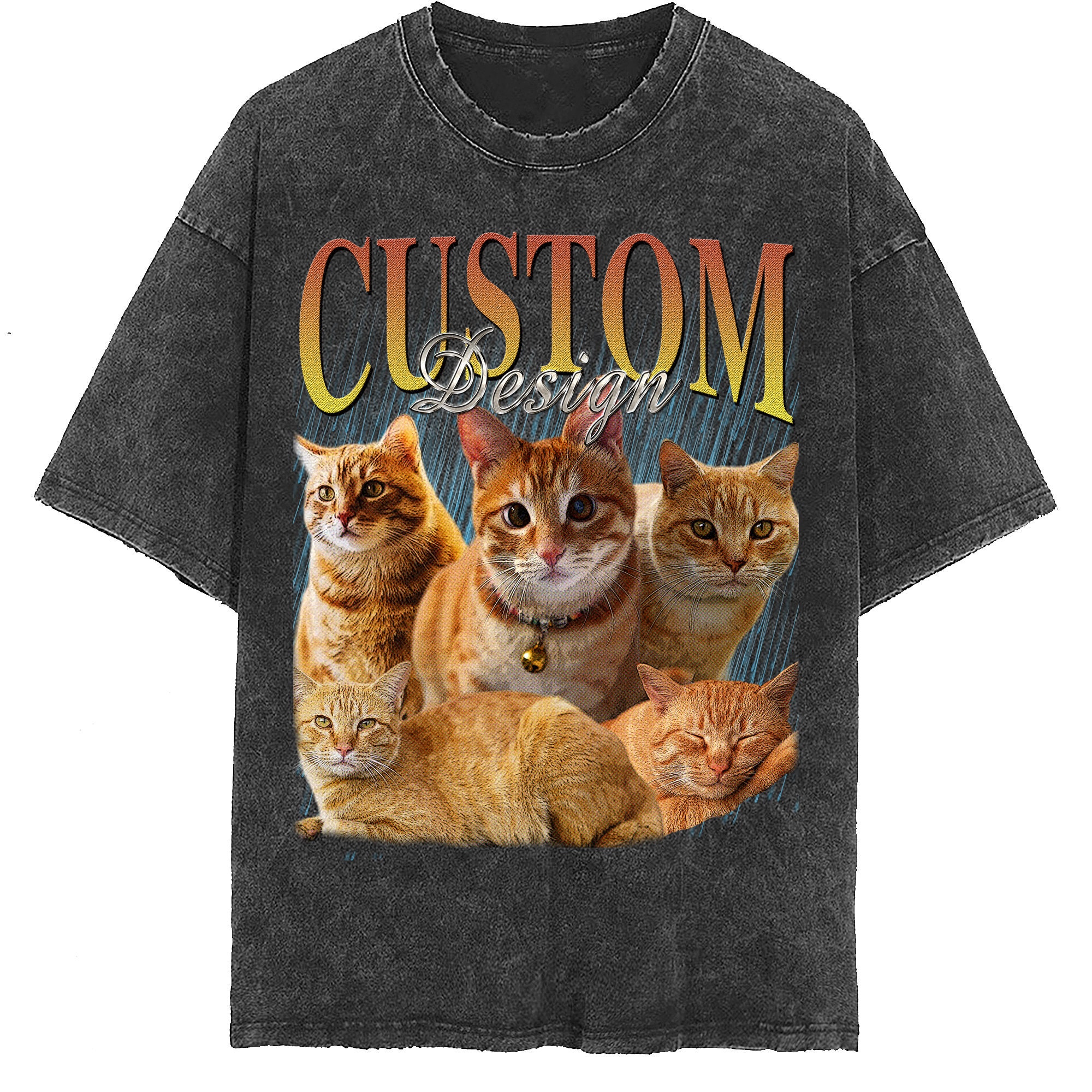 Discover Pet Custom Vintage Washed Shirt, Custom Cat Graphic Unisex T-Shirt