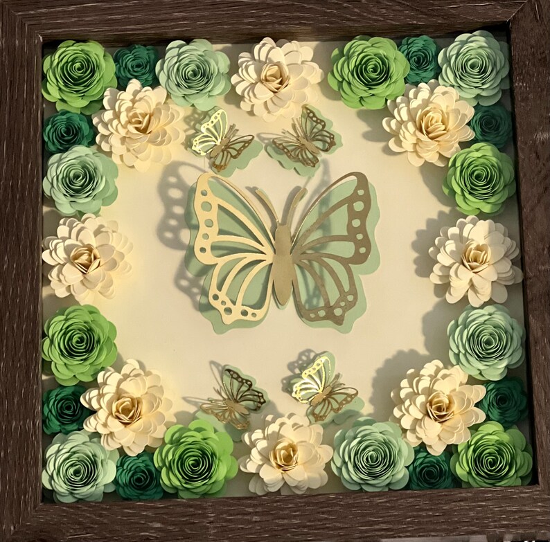 Personalized Paper Flower Shadow Box Etsy