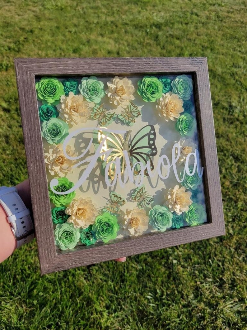 Personalized Paper Flower Shadow Box Etsy