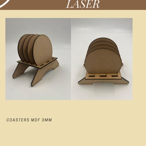 Plik wycinany laserowo, podstawki z płyty mdf o grubości 3 mm