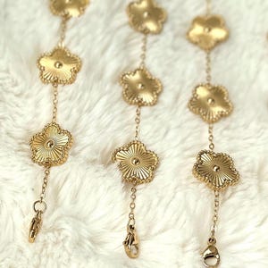 Clover Flower Bracelet | 18K Gold Plated Stainless Steel | Male/Female Fashion Jewelry | Adjustable Sizes