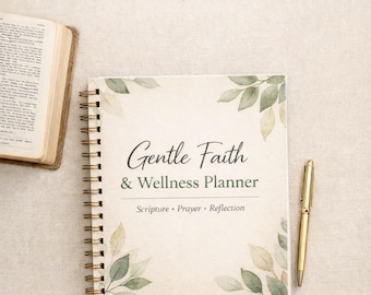 Gentle Faith Wellness Planner | Christian Prayer Journal for Anxiety and Peace | Scripture-Based Printable Journal