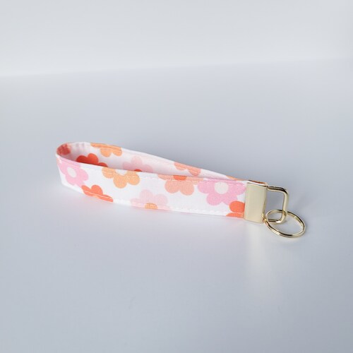 Rainbow Daisy Checkered Wristlet Cute Keychain Key Fob Etsy