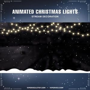 Weihnachtslichter Strom Dekoration mit fallendem Schnee, Winter Twitch Overlay, gemütliches Vtuber Layout