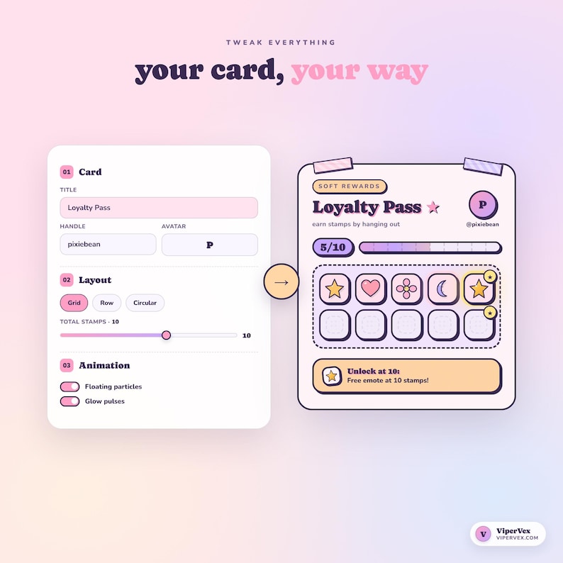 Loyalty System Twitch Overlay Stamp Tracker Animated Widget OBS ...