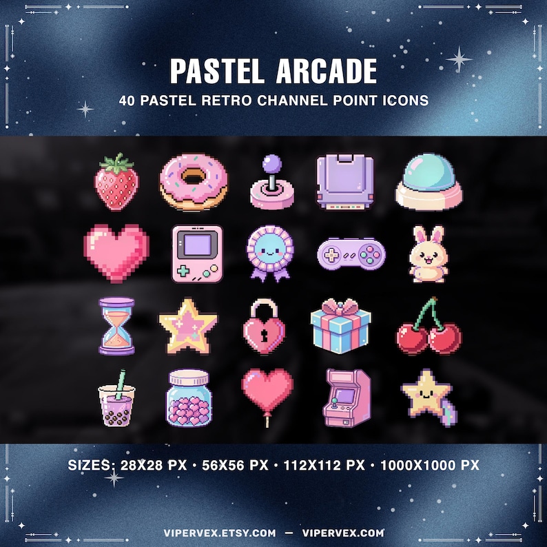 Retro Arcade Twitch Channel Points | Classic Gaming Rewards Icons Pack ...