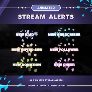 Animated Text Twitch Alerts, Twitch TV Alerts, Streamlabs Alerts, Follow Alert Twitch, Obs overlays, Vtuber Twitch Stream Alerts