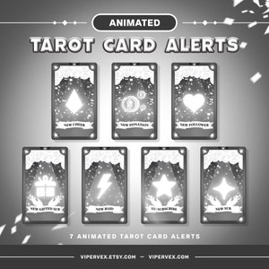 Avvisi di streaming animati di carte dei Tarocchi neri / Avvisi di elementi di streaming / Estetica Dark Noir / Avvisi di Twitch / Avviso di Twitch di Vtuber