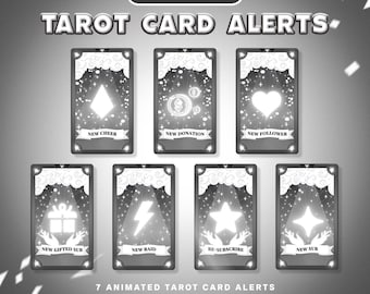 Black Tarot Card Animated Stream Alerts: Dark Noir Twitch Vtuber Overlay