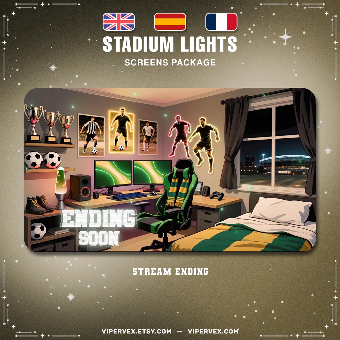 Football Stream Overlay Pack: Animated Multilingual Gaming Screens ...