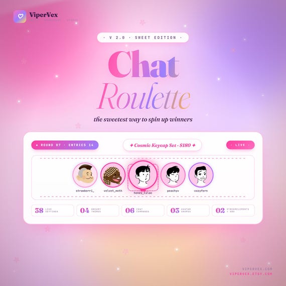 Chat Roulette Twitch Widget Giveaway Stream Overlay Interactive Chat Tool VTuber