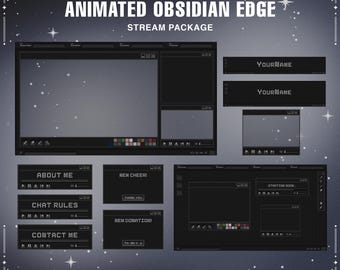 Black & White Animated Twitch Overlay Package: Cozy Lofi Screens