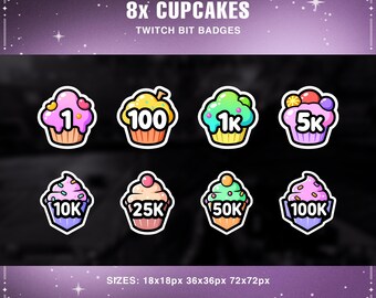 Cupcake Twitch Bit Badges | Dessert Stream Badges (Digital Download)