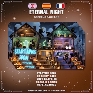 Animated Halloween Twitch Overlay Pack: Spooky Stream Screens