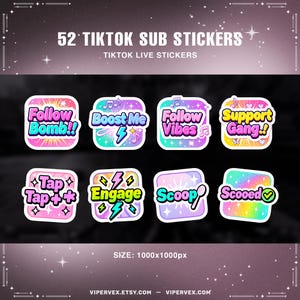 Tiktok Live Sub Stickers, Bestie Emotes (digital Download) - Etsy