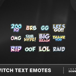 Twitch Emotes Text Paket, Twitch Emotes Paket, Discord Emotes, YouTube Emotes, GG Emotes, 200IQ Emote, Raid Emote