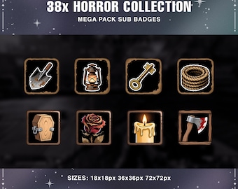 Horror Twitch Sub Abzeichen | Gothic Streamer Loyalitätsbuttons (Digitaler Download)