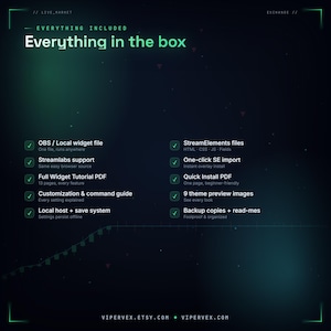 Animated live stats ticker widget for Twitch in a stock-market terminal style, scrolling follower count, subs and viewers with green up and red down arrows and CRT glow, a stream stats overlay for StreamElements and OBS.
