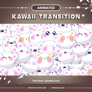 Cute Kawaii twitch transition, OBS Stinger, Scene Transition, Streamlabs Transition, Stinger Transition, Kawaii, Vtuber Retro