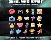 Twitch Channel Points Icons | Custom Rewards & Loyalty Icons • Streamer Channel Points Pack (40 PNG)
