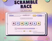 Twitch Word Scramble Chat Game · Interactive Stream Overlay Widget · OBS Streamlabs StreamElements · Pixel Pastel