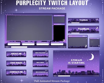 Paquete de superposiciones para transmisiones de Twitch con temática de luna animada (descarga digital)