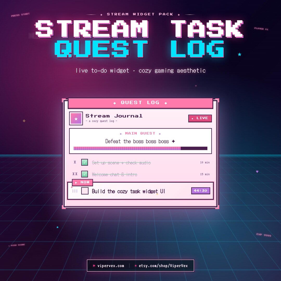 Twitch Stream Quest Log Widget | Pixel Task Overlay | OBS ...