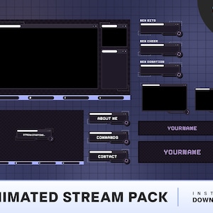 Animated Dark Theme Stream Overlay Package: Cozy Lofi Twitch Layout