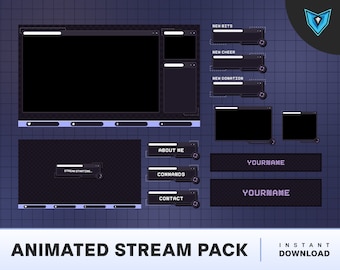 アニメーションダークテーマストリームオーバーレイパッケージ：居心地の良いLofi Twitchレイアウト