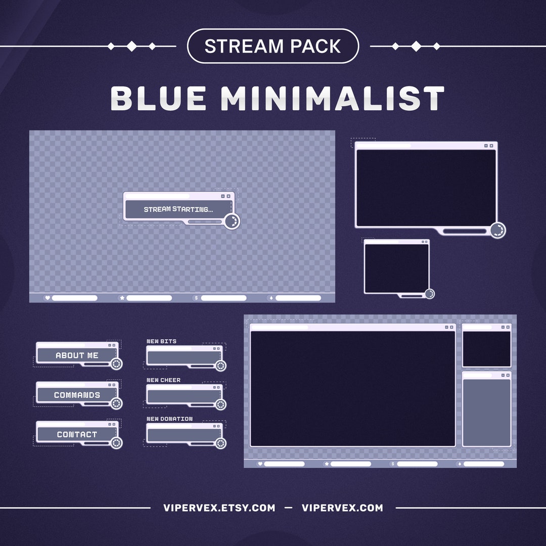 Blue Minimalist Twitch Stream Overlay Pack (animated) - Etsy