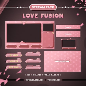 Pink Animated Stream Package, Overlays, Alerts, Screens, Panels, Chatbox, Transition Cute, Aesthetic, obs overlays, Youtube, Streamer