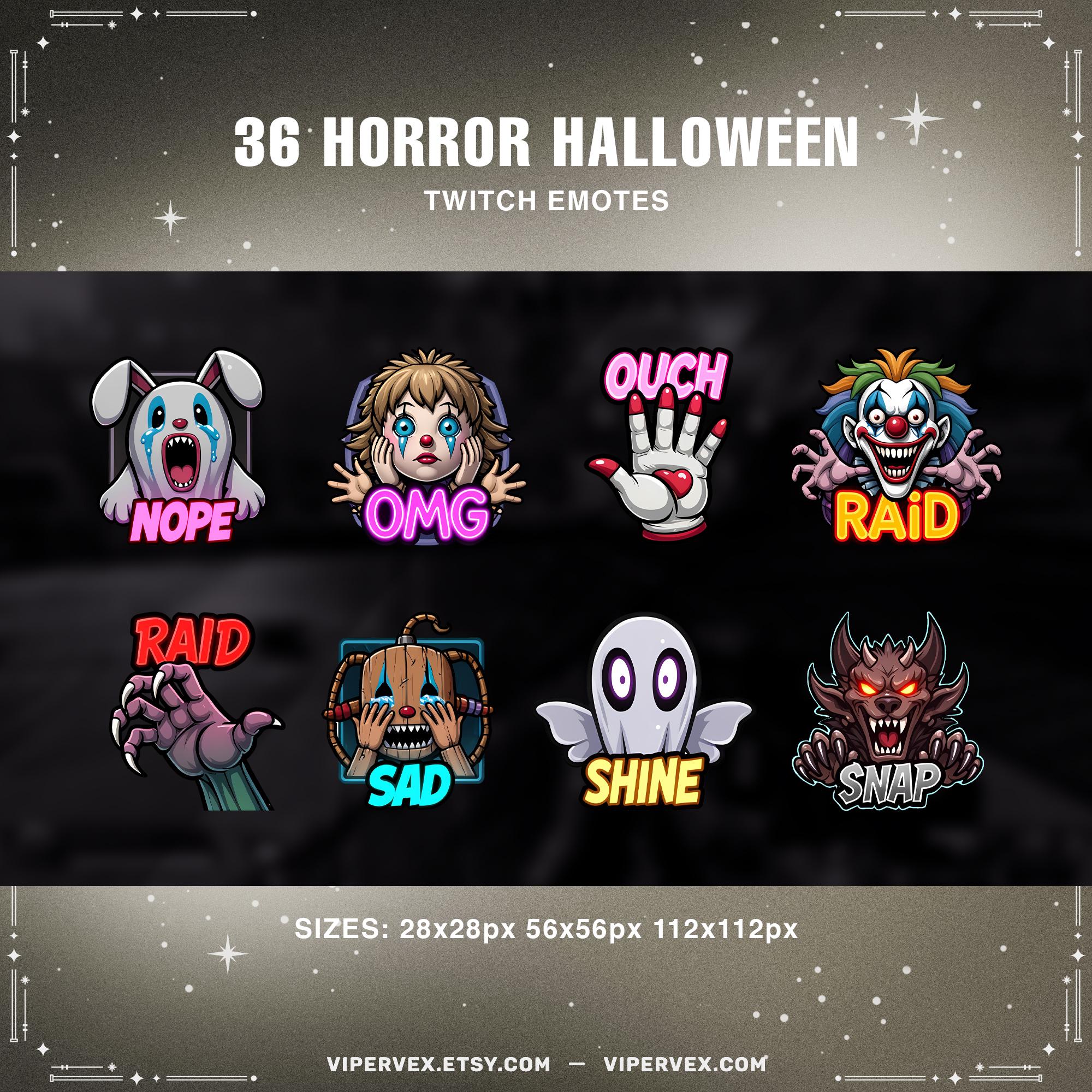 Horror Twitch Emotes – 36 Scary PNG Emotes for Streamers, Discord ...