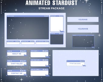 Blue Stardust Animated Stream Package: Cozy Lofi Overlays