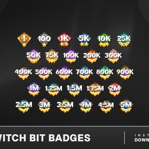 Twitch Bit Badges Cute Numbered, Bit Badges, Sub Badges, 18 Bit Badges, Twitch Overlays