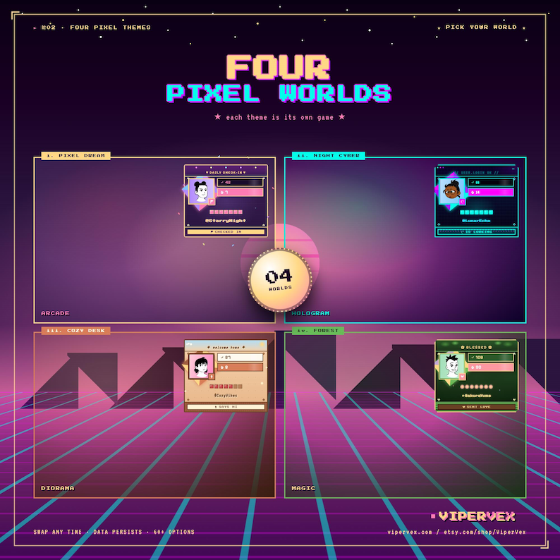 Retro Pixel Twitch Check in Counter Widget Streamer Overlay Channel ...