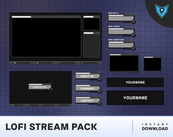 Black Lofi Animiertes Twitch Stream Overlay Paket