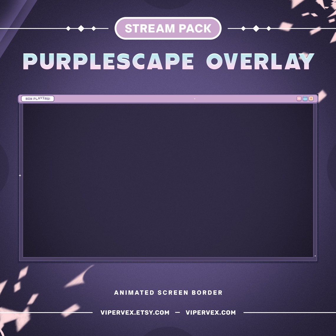 Animated Purple Stream Overlay Package, Lofi Aesthetic Stream Package