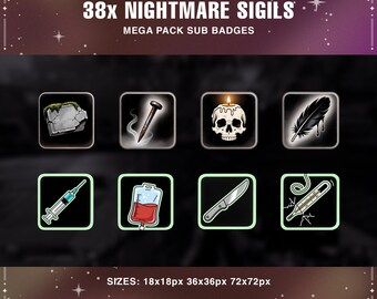 Horror Twitch Sub Abzeichen | 38 Gothic Streamer Loyalitätsbuttons (Digitaler Download)
