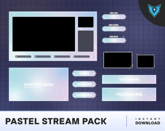 Animated Pastel Twitch Stream Package: Rainbow Overlay (MP4 WebM)
