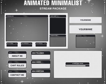 Minimalist Black & White Twitch Stream Overlay Package