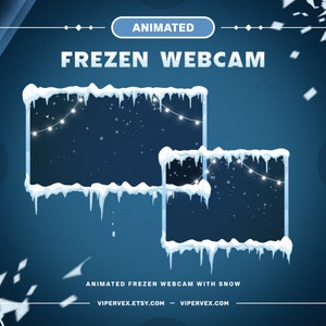 Christmas Animated Stream Webcam Snowflakes Fall And Lights, ice Frame WebCam Overlay, Animated Twitch Stream Overlay, Winter Stream Frame