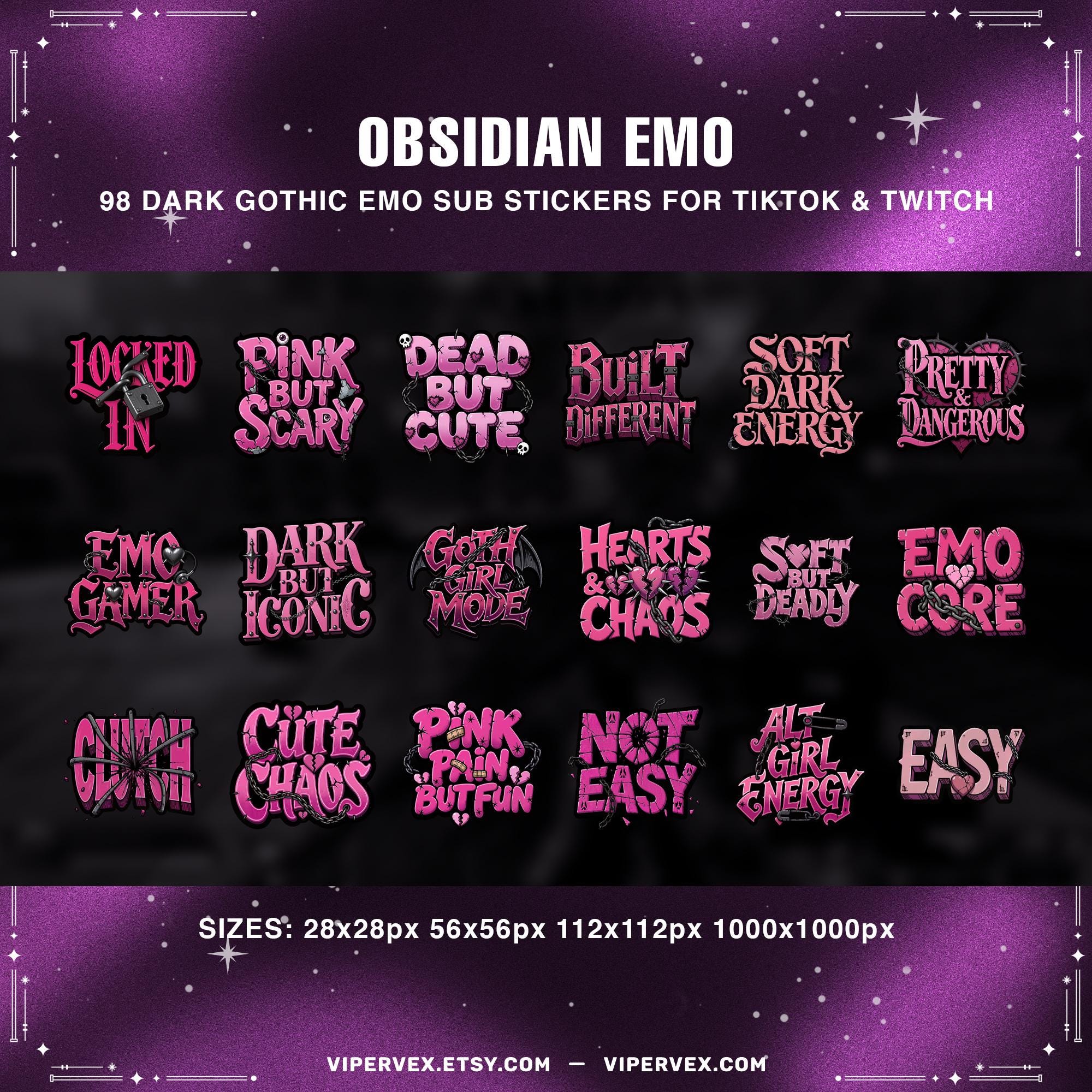 Tiktok Sub Sticker Dark Gothic Emo Pack | Alternative Streaming ...