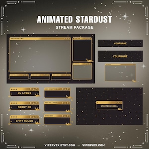 Superposición animada de polvo de estrellas para Twitch: paquete de transmisión celestial