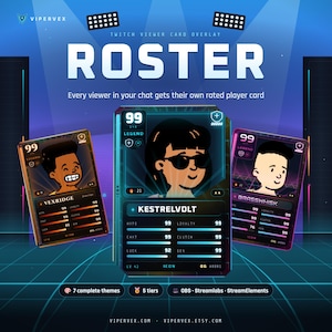 Widget de alertas de suscriptores de Twitch, superposición de tarjeta de jugador de esports, tabla de clasificación de espectadores para OBS Streamlabs StreamElements